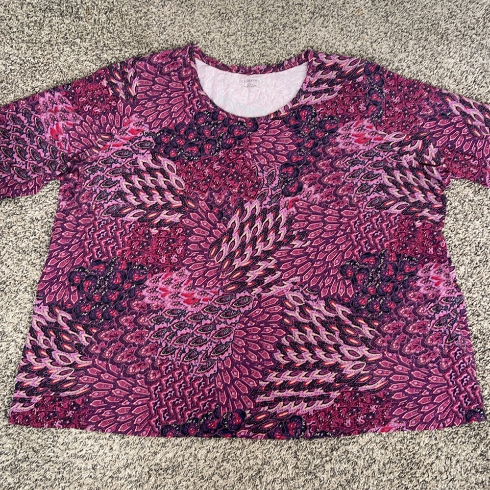 Catherines plus size 4X 30/32W top beautiful shades of purple 3/4 sleeve